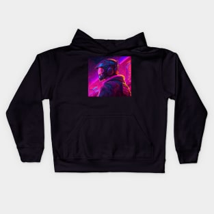 Cyberpunk synthwave halo astronaut explorer Kids Hoodie